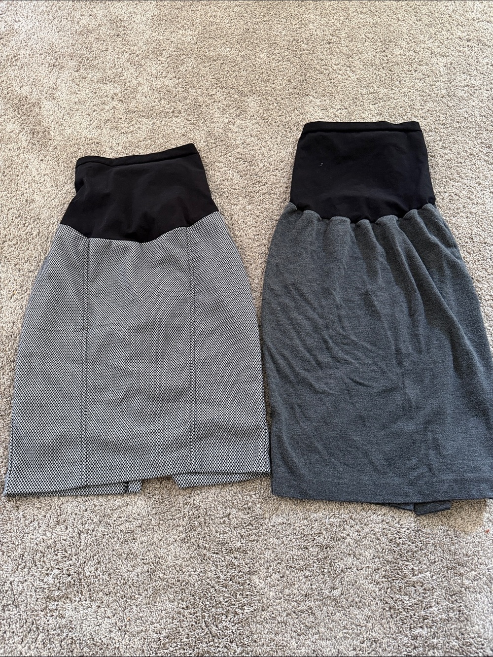 A Pea in the Pod Black & Gray Maternity Pencil Skirt Duo